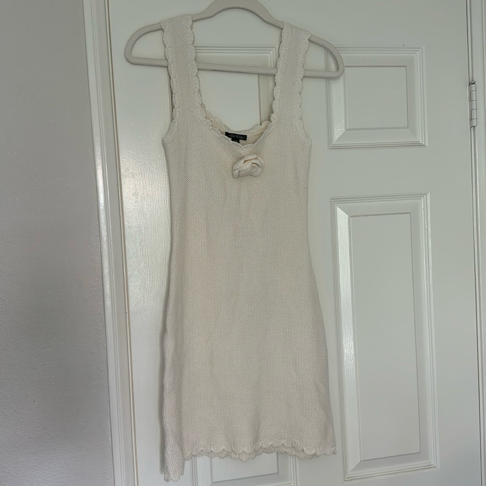Target wild fable XS rosette mini sweater dress off white